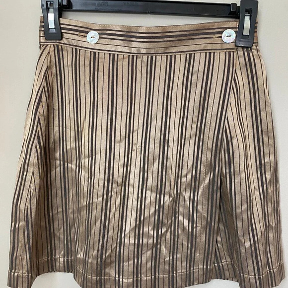Vintage Judy Knapp California Womens Sz 3 Silky Striped Wrap Skort Bronze Black - Picture 5 of 16
